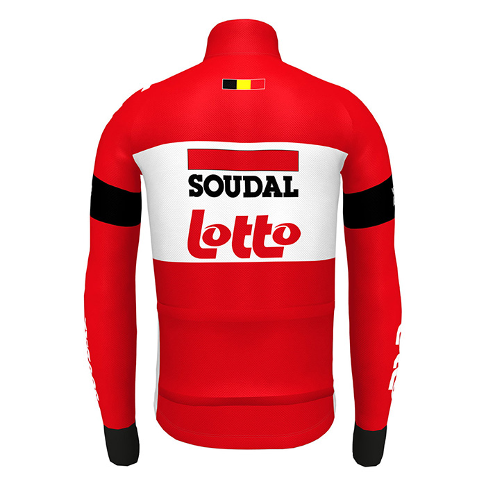 2022 Fahrradbekleidung Lotto Soudal Rot Trikot Langarm und Tragerhose - zum Schließen ins Bild klicken